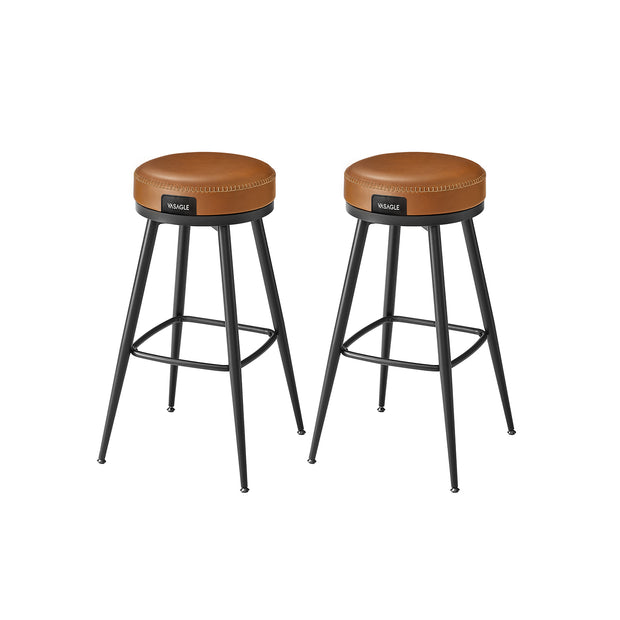 Barkruk Set van 2 – Hoogte 76 cm – Karamelbruin – Kunstleer