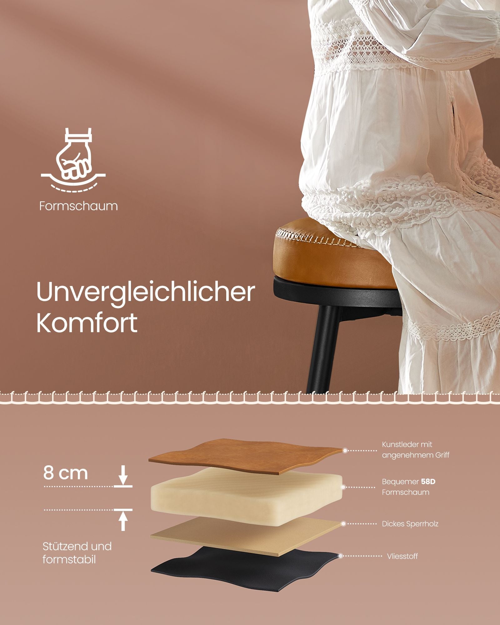 Barkruk Set Van 2 76 Cm Hoog Karamelbruin