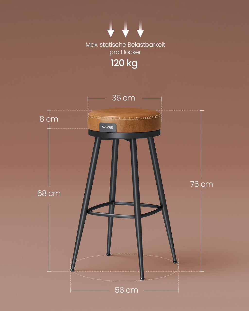 Barkruk Set Van 2 76 Cm Hoog Karamelbruin