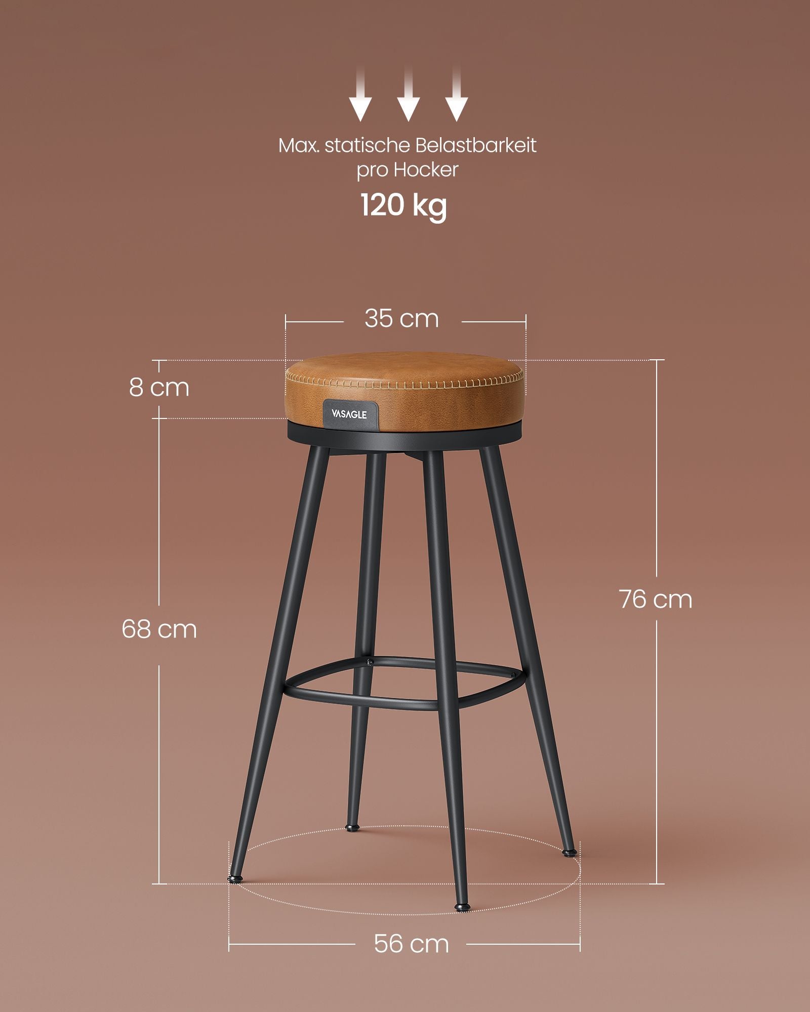 Barkruk Set Van 2 76 Cm Hoog Karamelbruin
