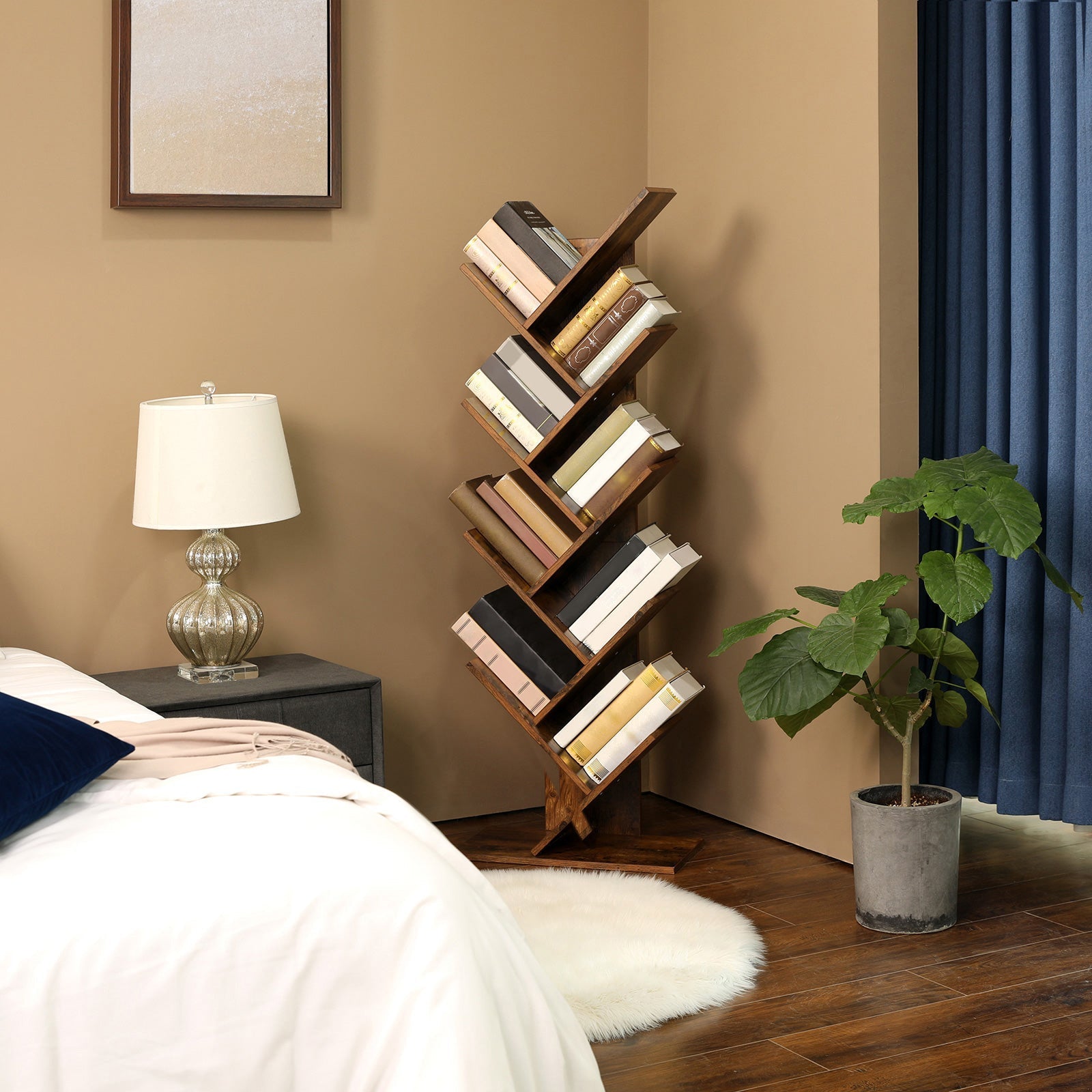 Boekenkast - 8-niveaus - Staande plank - Boekenrek - Bruin