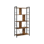 Boekenkast - Kantoorkast - Open vakken - Met 5 niveaus - Metalen frame - Bruin Zwart