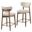 Barkruk - 2-Delige Set met Rugleuning en Houten Poten - Lichtbeige - 50 x 51,5 x 95,5 cm