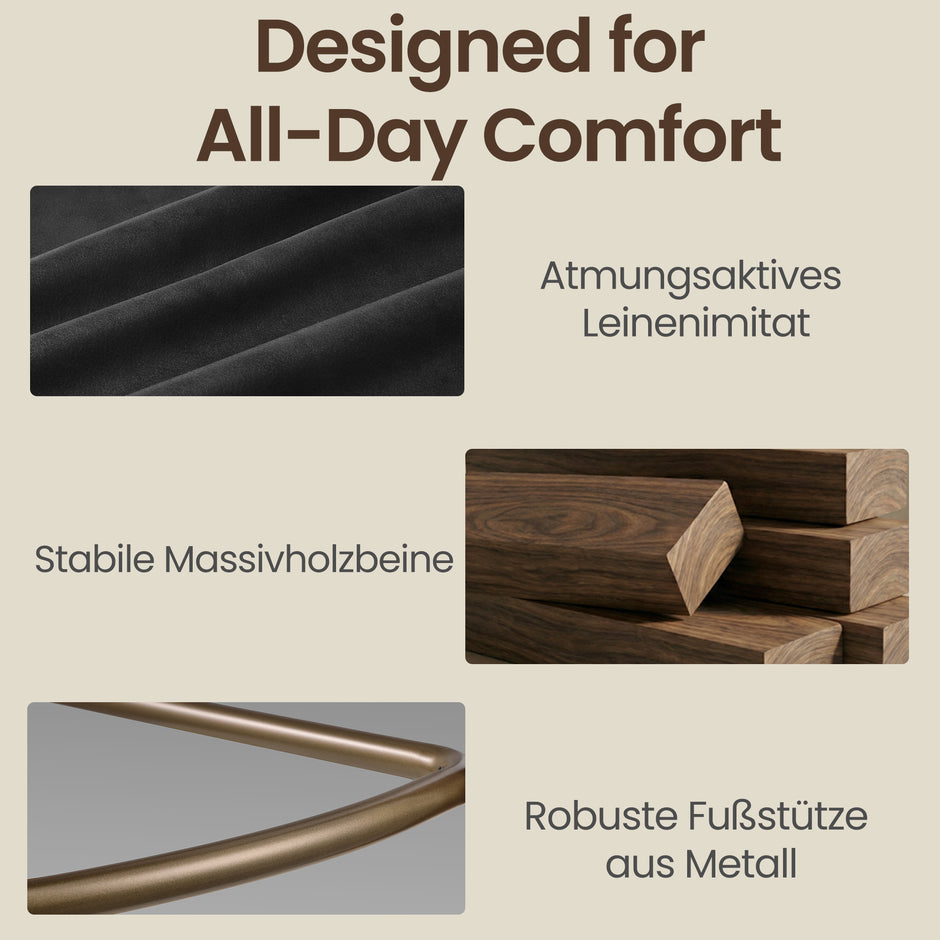 Barkruk - 2-Delige Set met Rugleuning en Houten Poten - Zwart - 50 x 51,5 x 95,5 cm