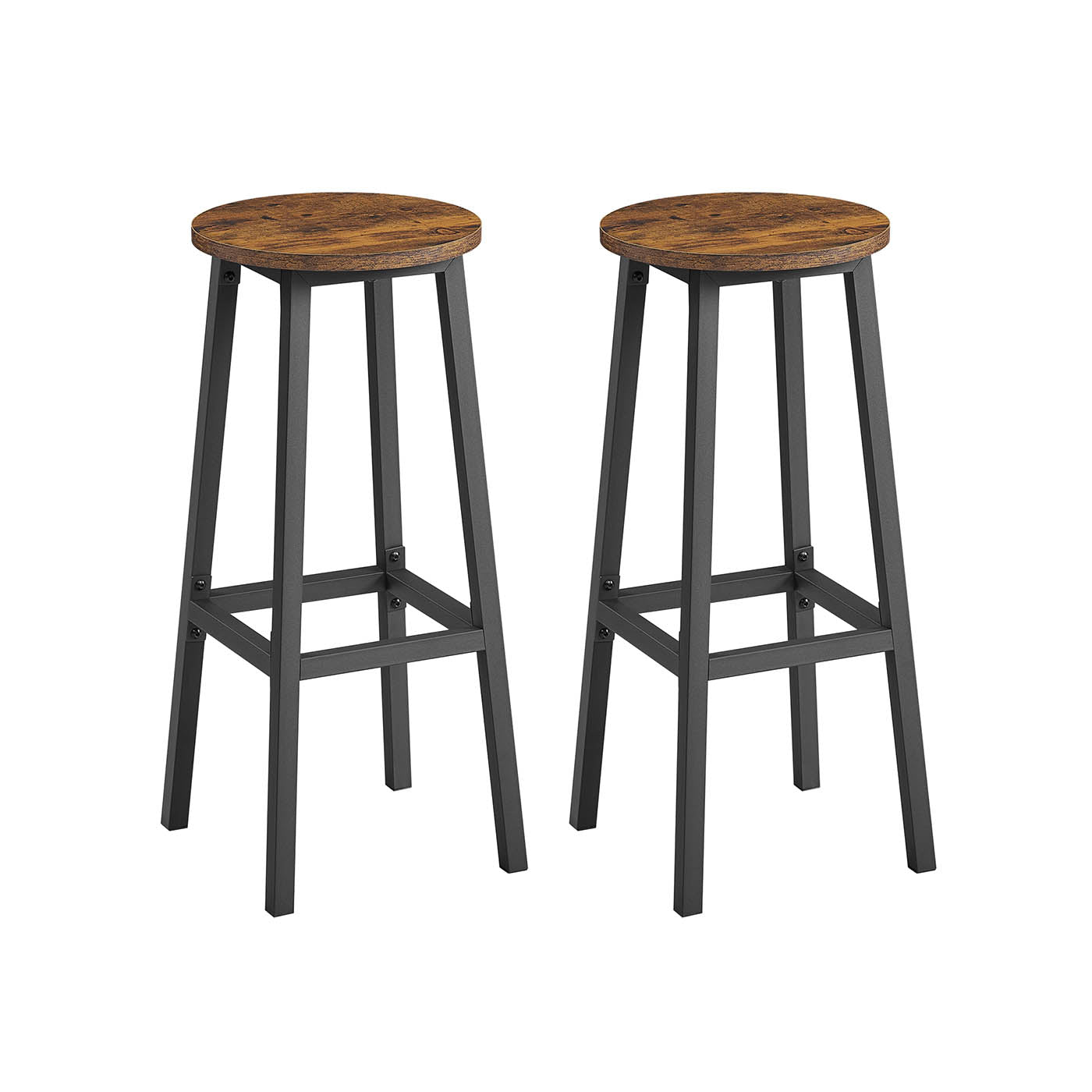 Barkruk set van 2 met voetensteun vintage bruin-zwart