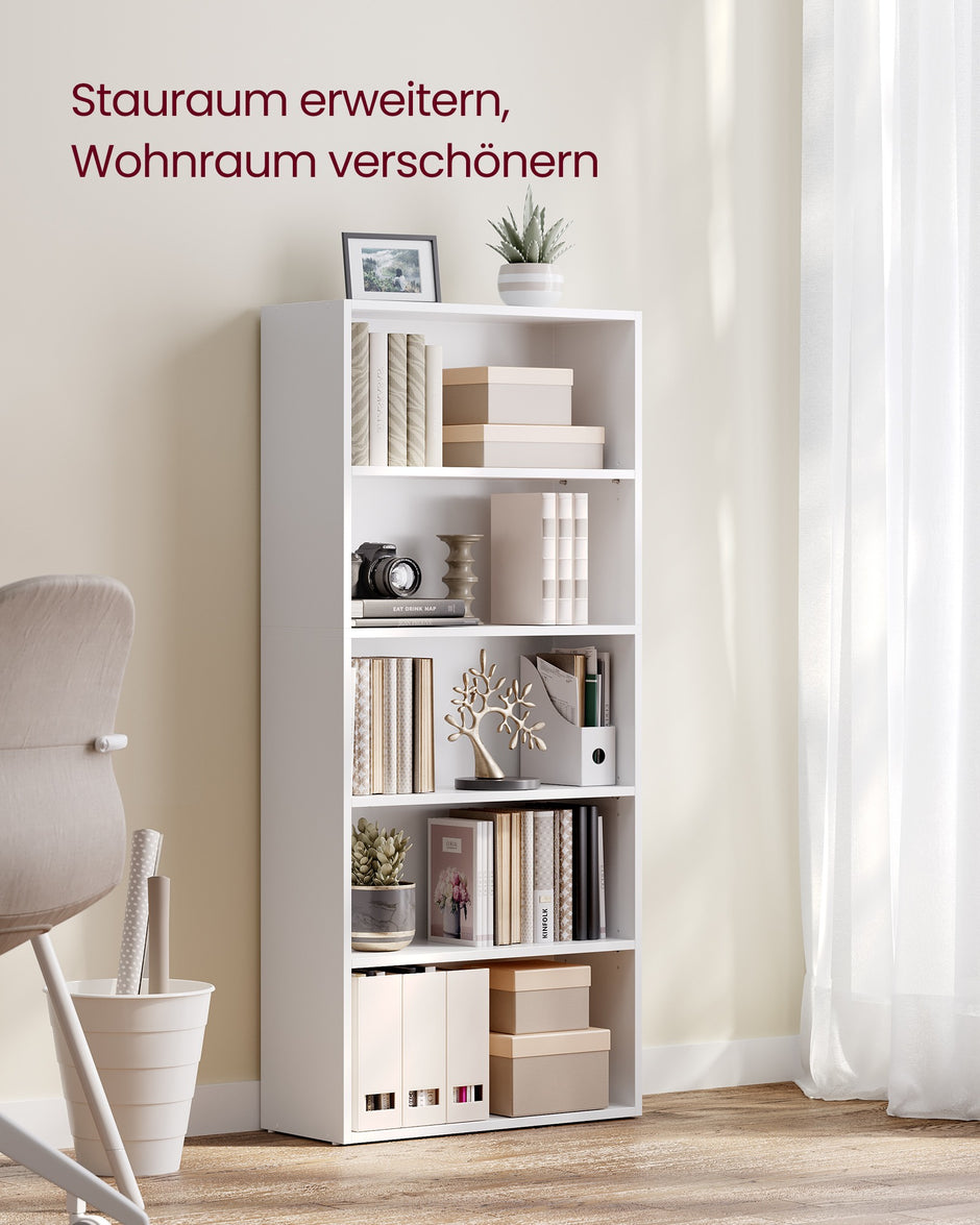 Boekenkast - 5 Planken - Verstelbare Planken - 134 cm - Wolkenwit