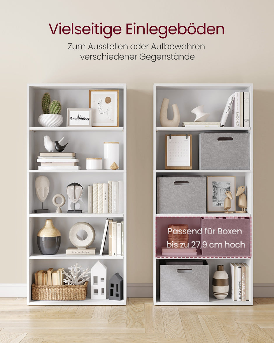 Boekenkast - 5 Planken - Verstelbare Planken - 134 cm - Wolkenwit