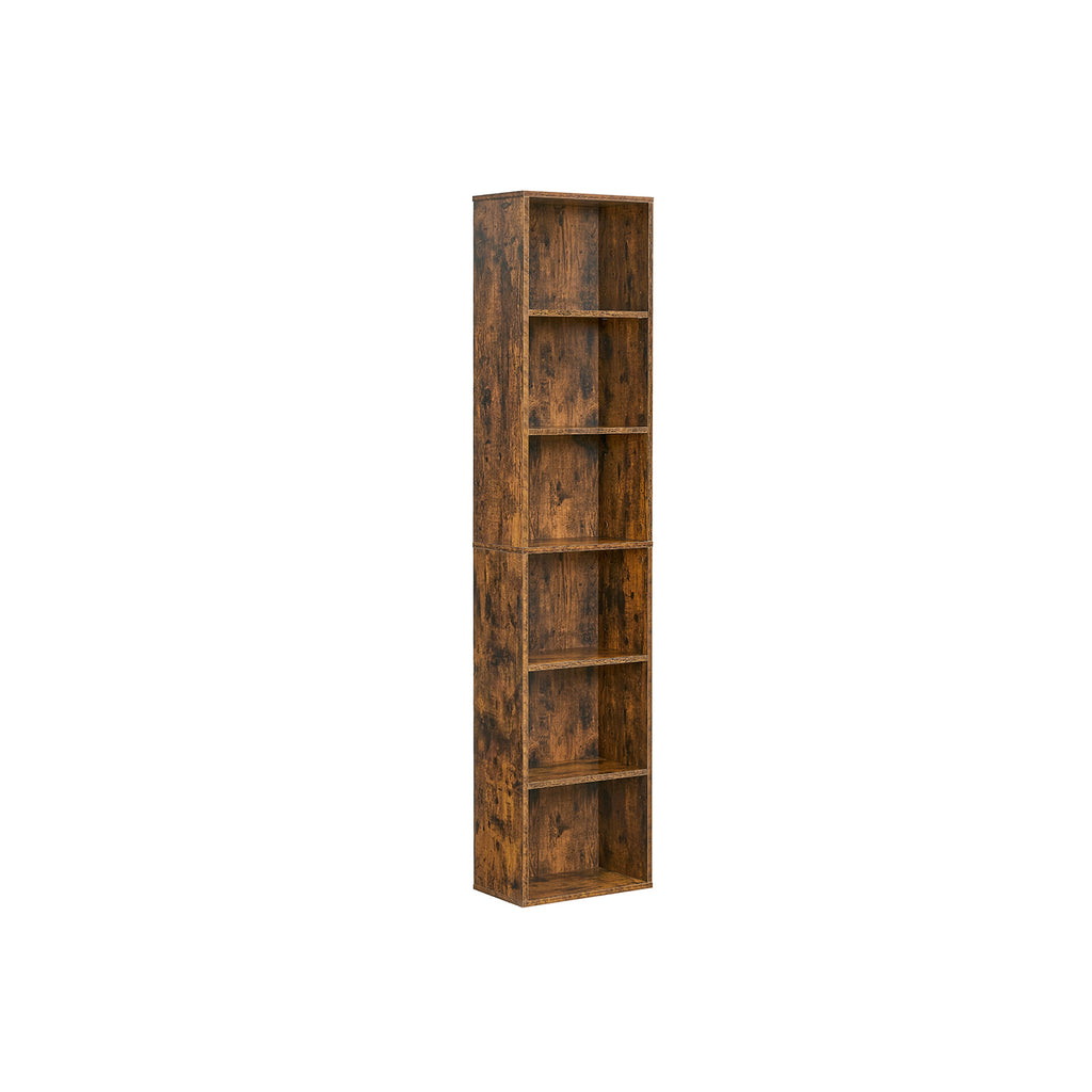 Boekenkast, Met 6 Niveaus 24 X 40 X 178,5 Cm Vintage Bruin