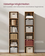 Boekenkast, Met 6 Niveaus 24 X 40 X 178,5 Cm Vintage Bruin