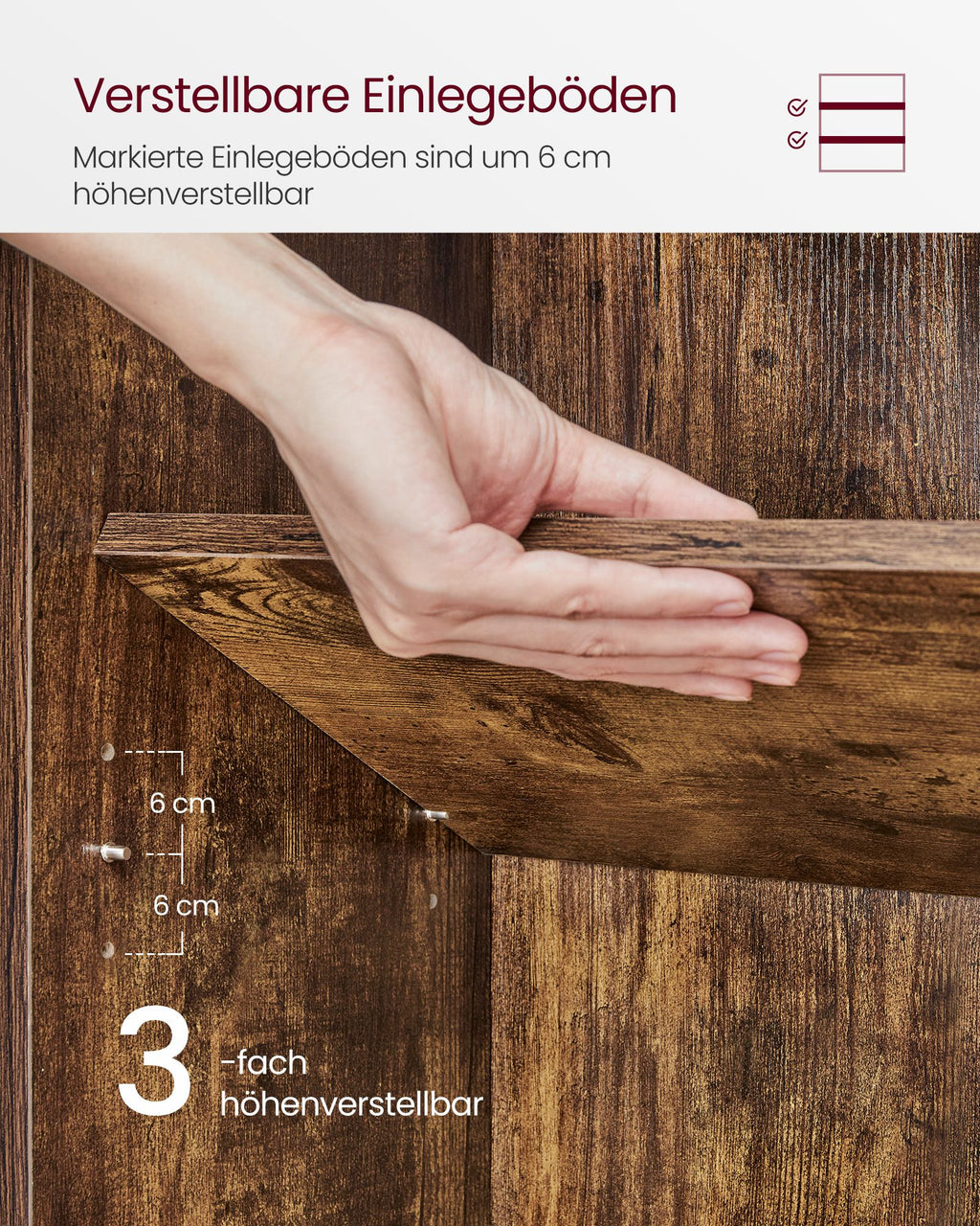 Boekenkast, Met 6 Niveaus 24 X 40 X 178,5 Cm Vintage Bruin