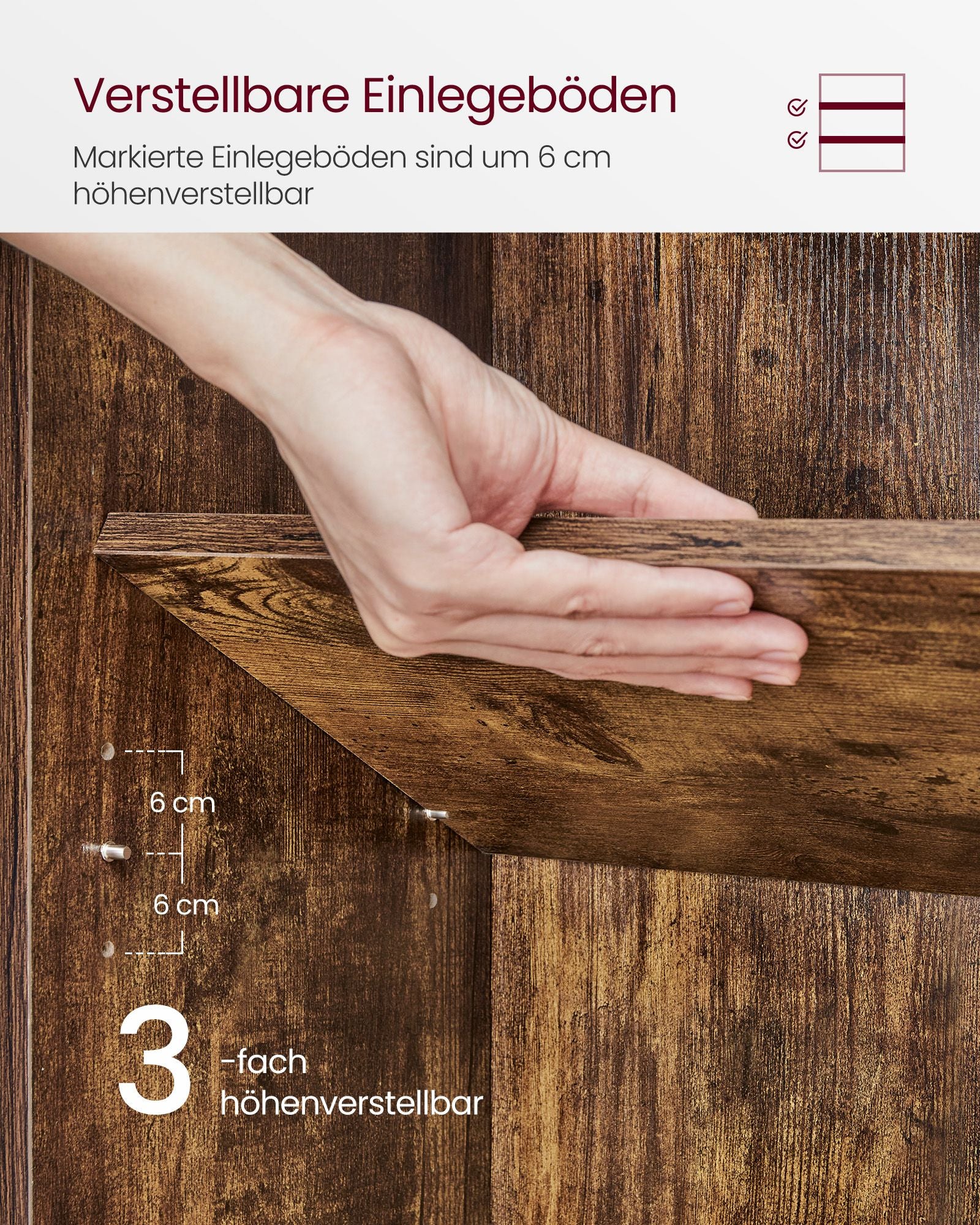 Boekenkast, Met 6 Niveaus 24 X 40 X 178,5 Cm Vintage Bruin