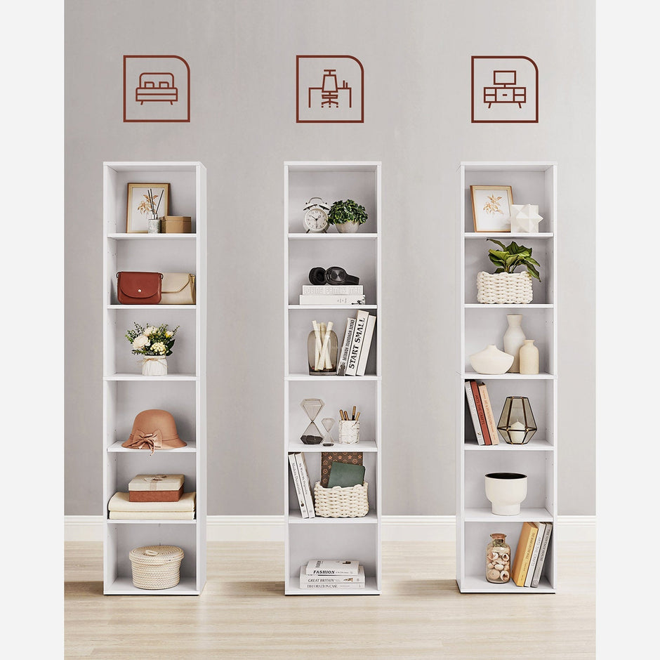 Boekenkast met 6 niveau's -  Scandinavisch design – Verstelbare planken - 40 x 24 x 178,5