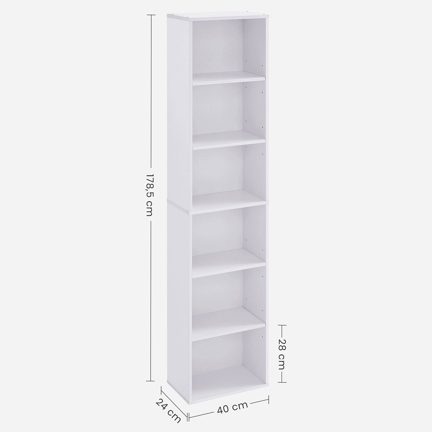 Boekenkast met 6 niveau's -  Scandinavisch design – Verstelbare planken - 40 x 24 x 178,5