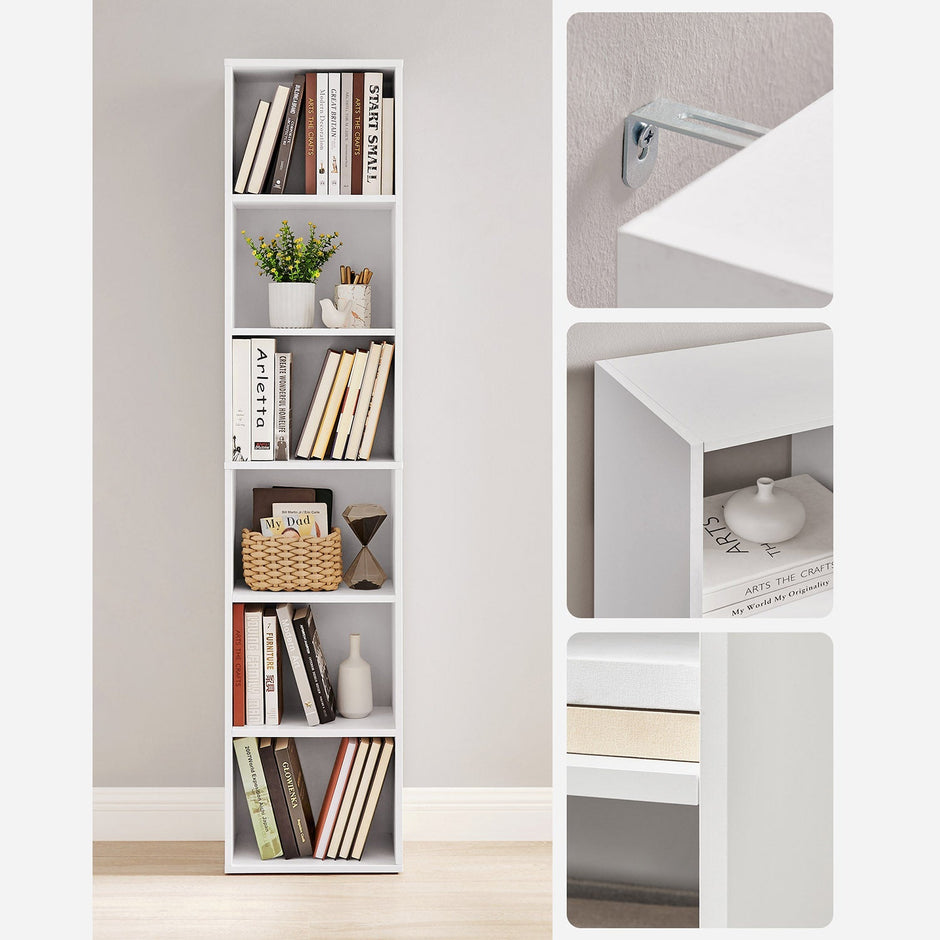 Boekenkast met 6 niveau's -  Scandinavisch design – Verstelbare planken - 40 x 24 x 178,5