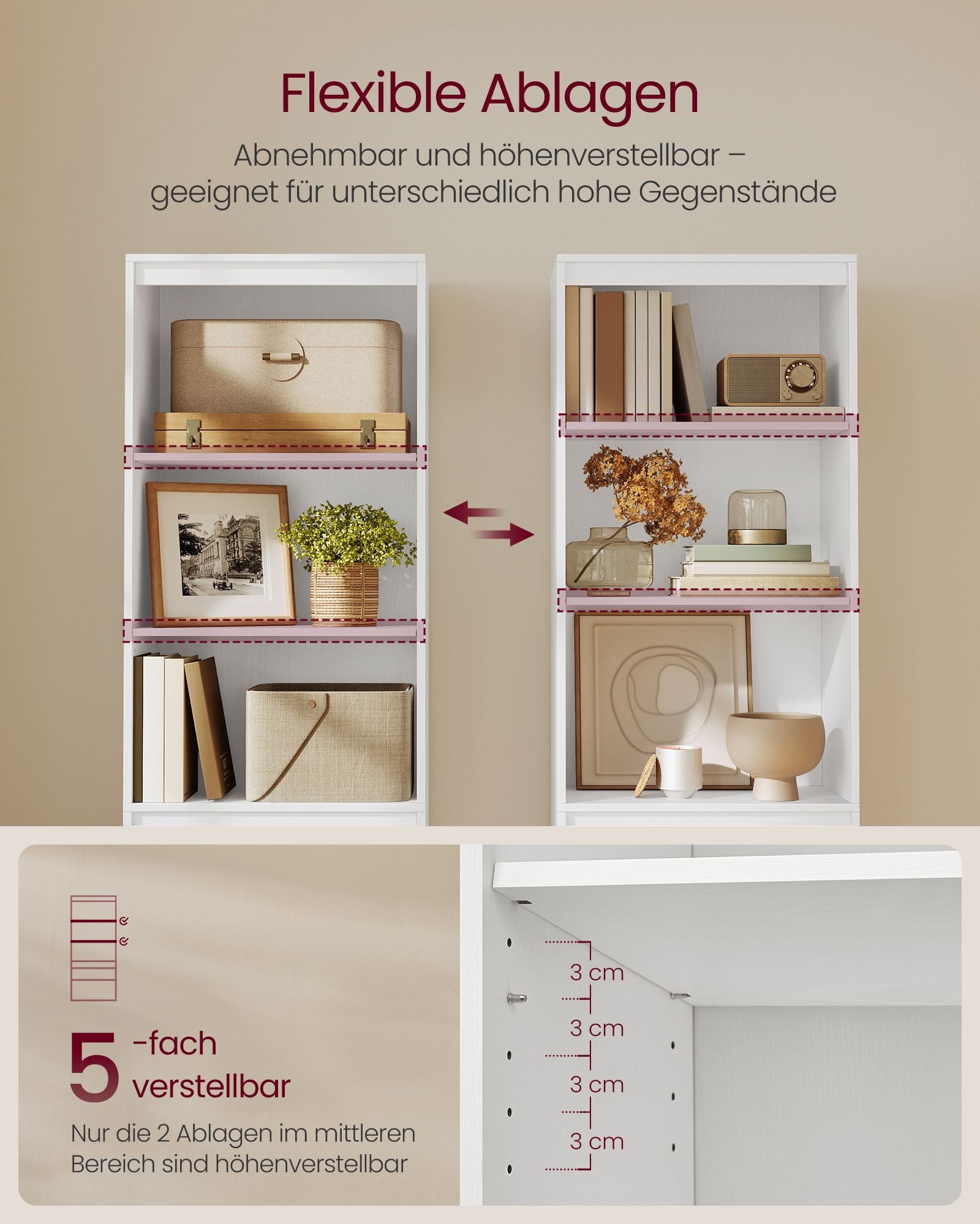 Boekenkast met 3 lades – 30 x 57,1 x 180 cm – Spaanplaat