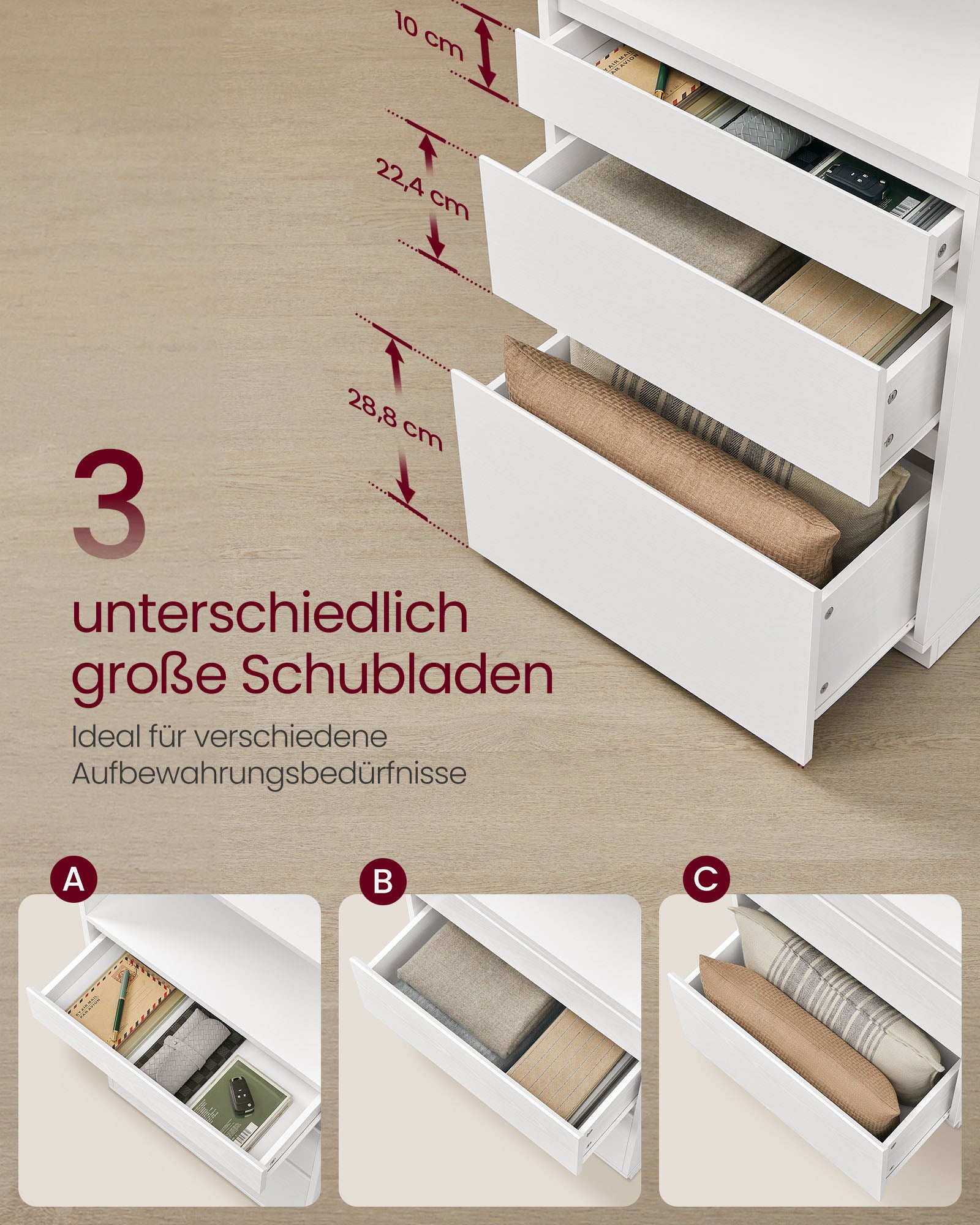 Boekenkast met 3 lades – 30 x 57,1 x 180 cm – Spaanplaat