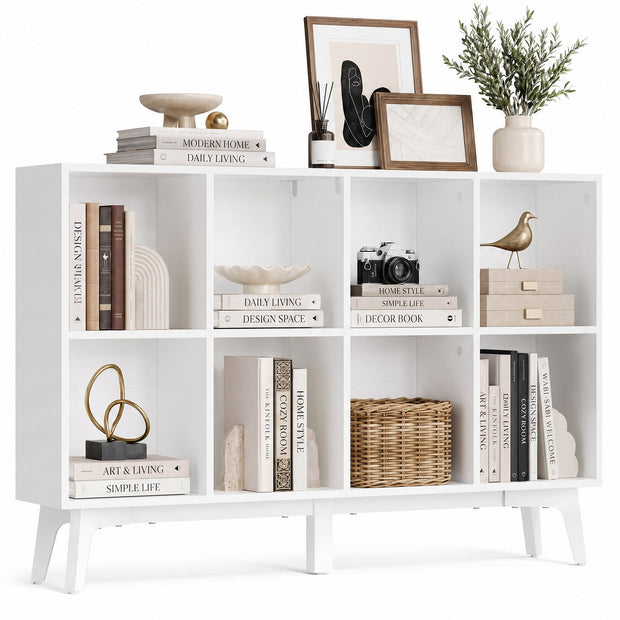 Boekenkast - 8 Vakken - 120 x 77 cm - Smal - Wolkenwit