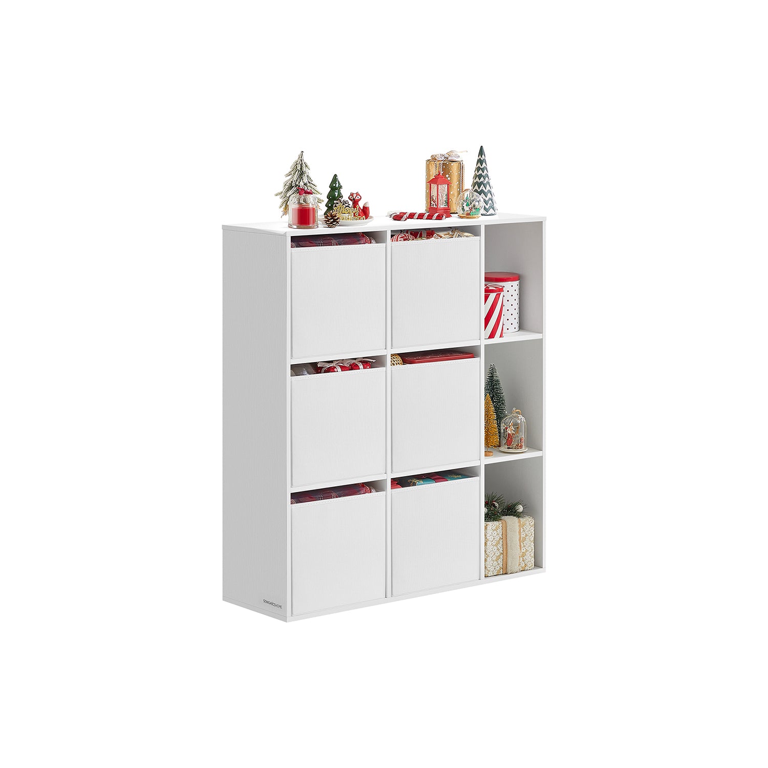 Boekenkast met 6 Stoffen Lades – Gereedschapsloos – Opbergmeubel