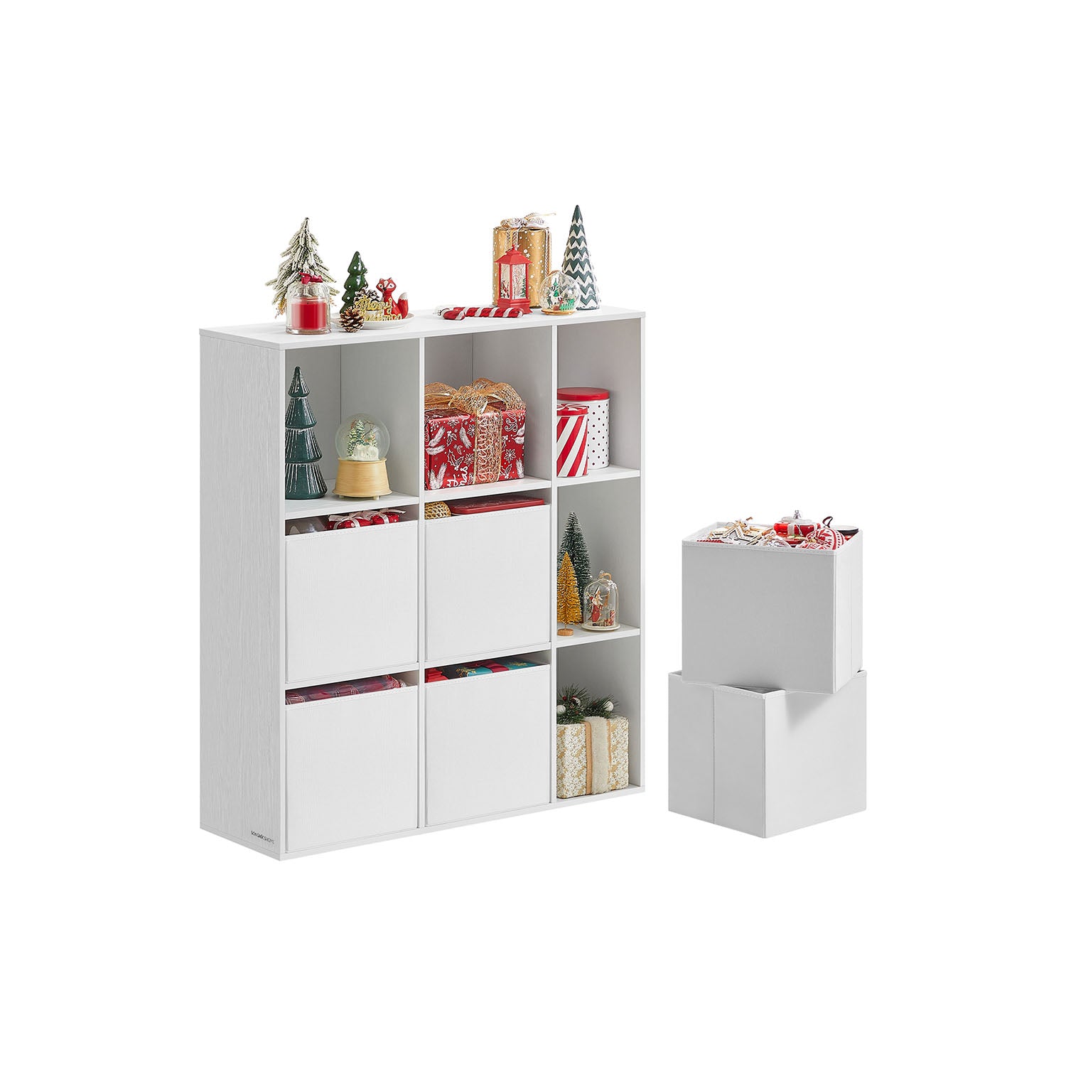 Boekenkast met 6 Stoffen Lades – Gereedschapsloos – Opbergmeubel
