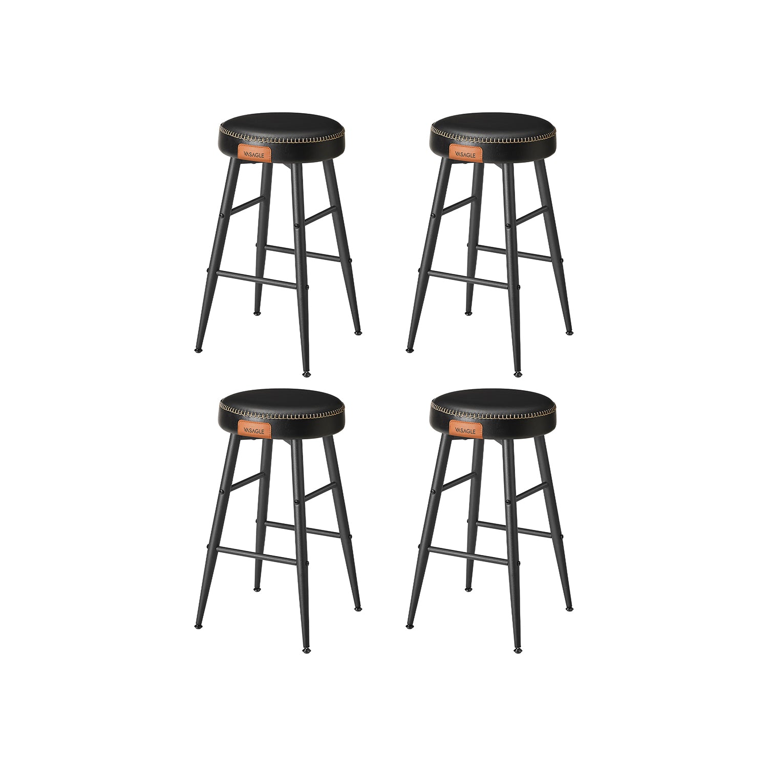 Barkrukken Set van 2 – Industrieel Design – Inktzwart – Zithoogte 63 cm – Met PU-kunstleer
