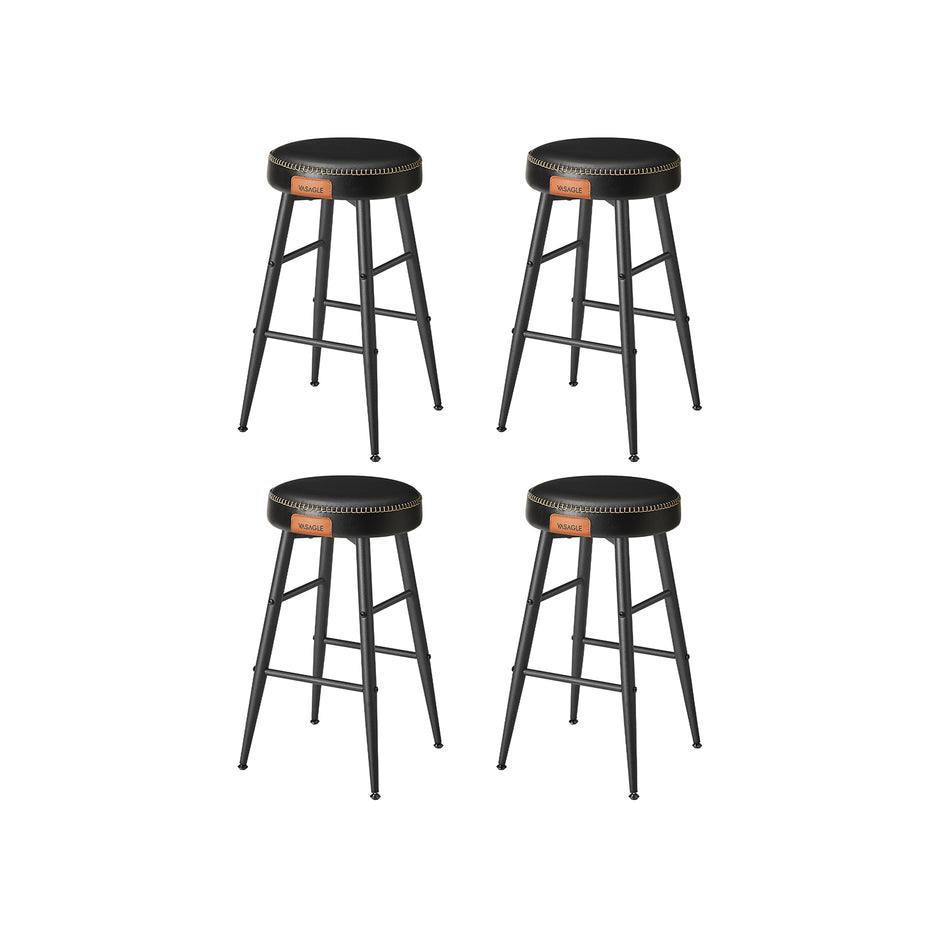 Barkrukken Set van 2 – Industrieel Design – Inktzwart – Zithoogte 63 cm – Met PU-kunstleer
