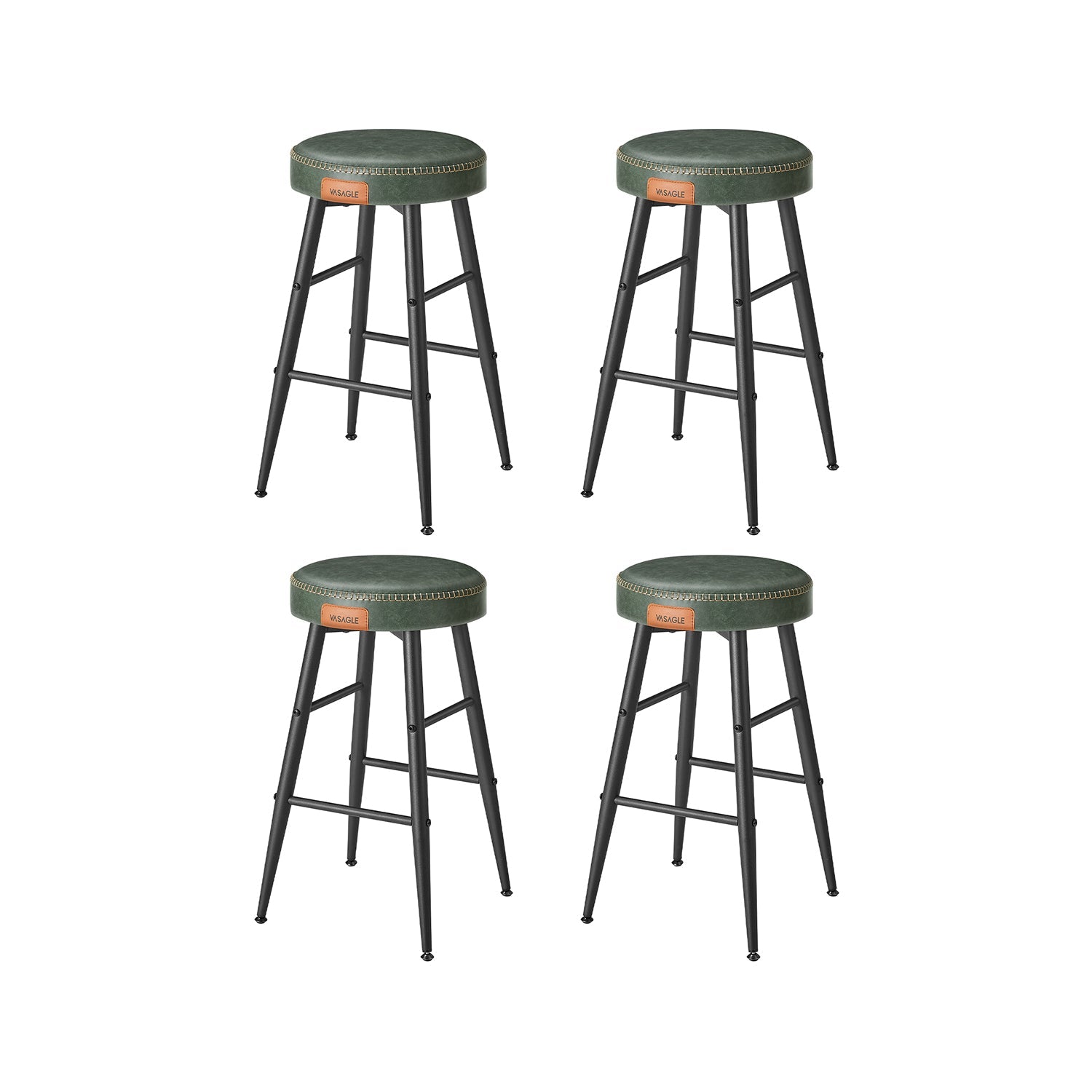 Barkrukken Set van 2 – Industrieel Design – Inktzwart – Zithoogte 63 cm – Met PU-kunstleer