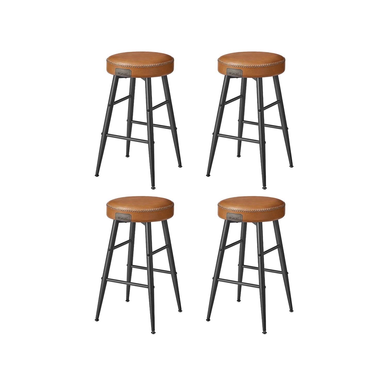 Barkrukken Set van 2 – Industrieel Design – Inktzwart – Zithoogte 63 cm – Met PU-kunstleer