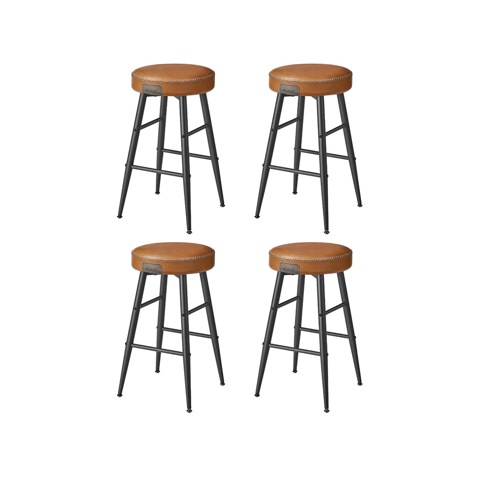 Barkrukken Set van 2 – Industrieel Design – Inktzwart – Zithoogte 63 cm – Met PU-kunstleer