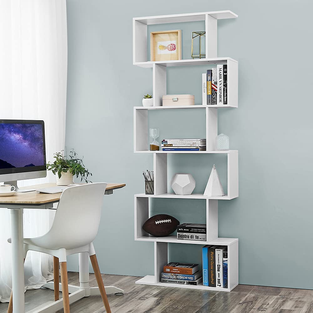 Boekenkast – 6 niveaus – decoratief – wit