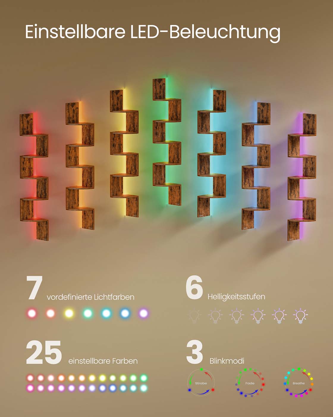 Hoekplank – LED-Verlichting – Veelzijdige Wandplank – Woonkamer of Slaapkamer