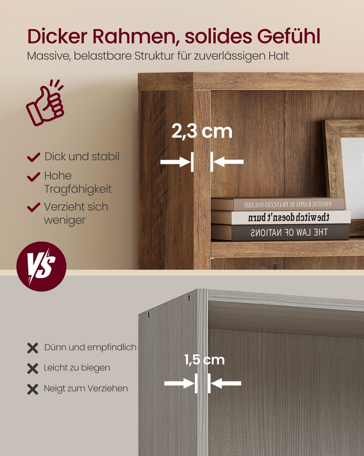 Boekenkast – 6 Niveaus – Verstelbare Planken – Hout – 168 cm Hoog – Honingbruin