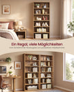 Boekenkast – 6 Niveaus – Verstelbare Planken – Hout – 168 cm Hoog – Honingbruin