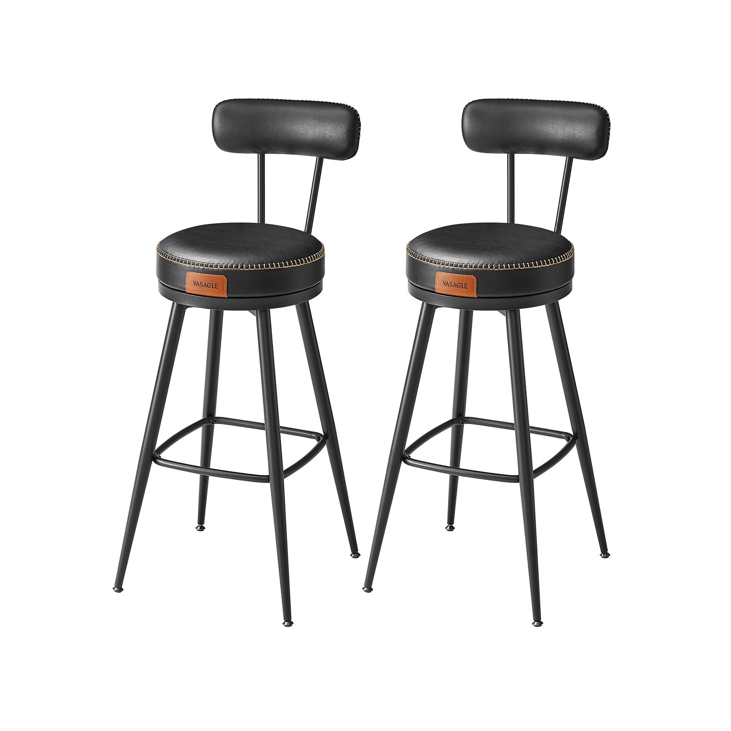 Barstoelen Set Van 2 Met Draaibare Rugleuning Inktzwart