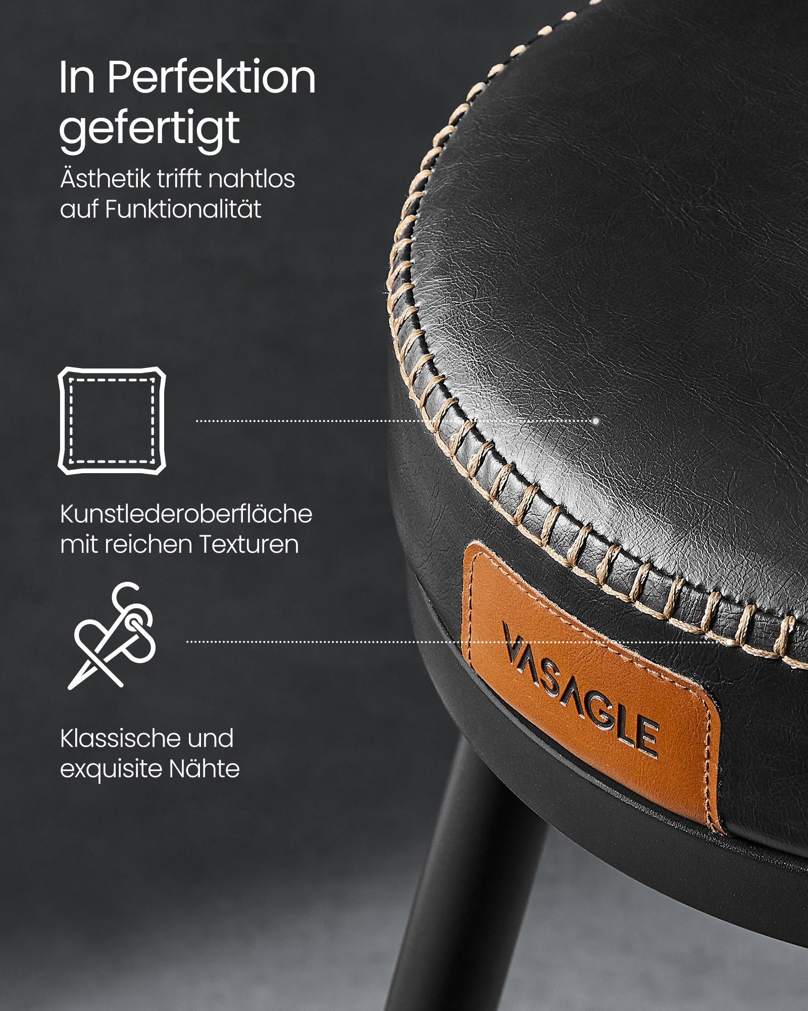 Barstoelen Set Van 2 Met Draaibare Rugleuning Inktzwart