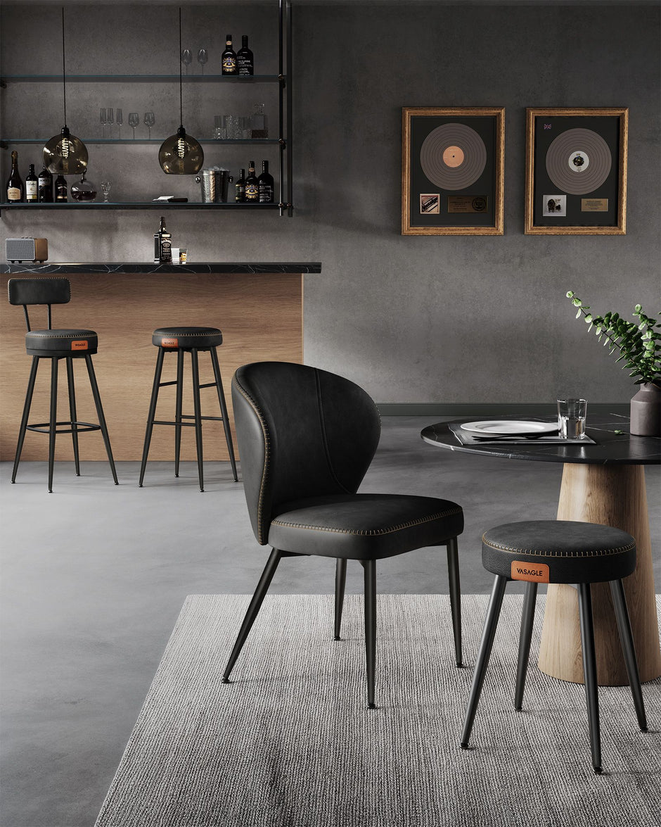 Barstoelen Set Van 2 Met Draaibare Rugleuning Inktzwart