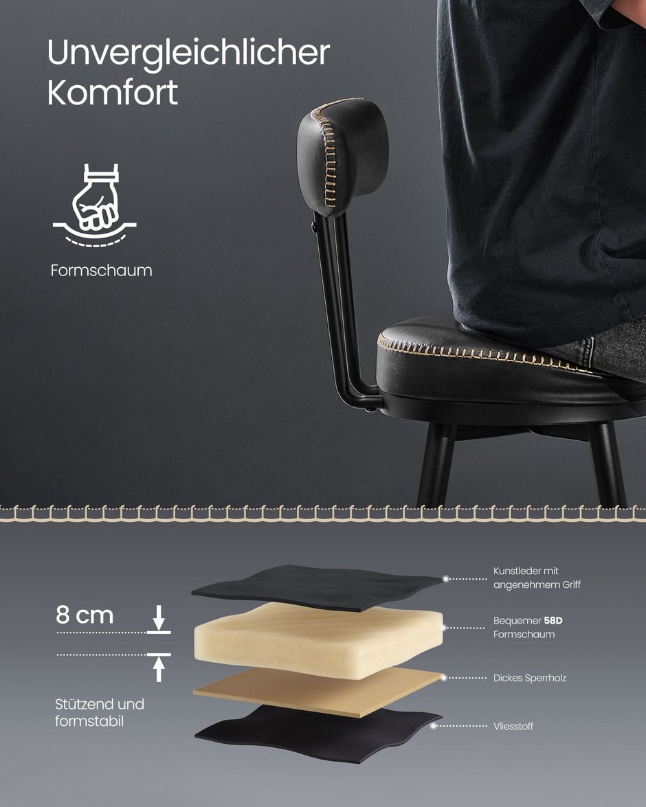 Barstoelen Set Van 2 Met Draaibare Rugleuning Inktzwart