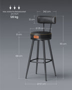 Barstoelen Set Van 2 Met Draaibare Rugleuning Inktzwart