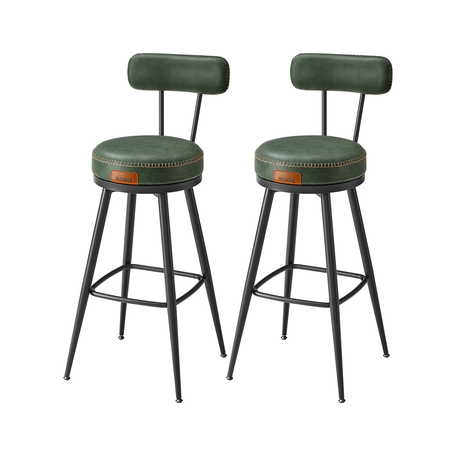 Barstoelen Set Van 2 Met Draaibare Rugleuning Inktzwart