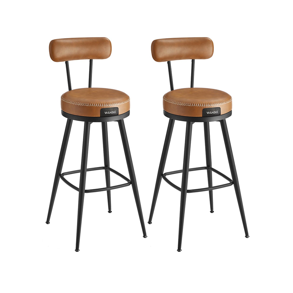 Barstoelen Set Van 2 Met Draaibare Rugleuning Inktzwart