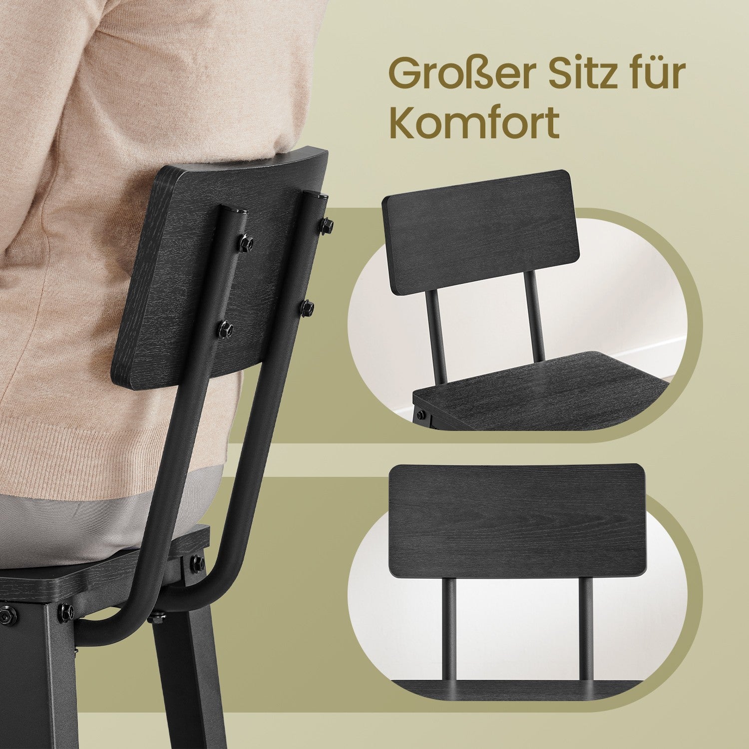 Barkrukken – Set van 2 – Met Rugleuning – Essenzwart – Inktzwart