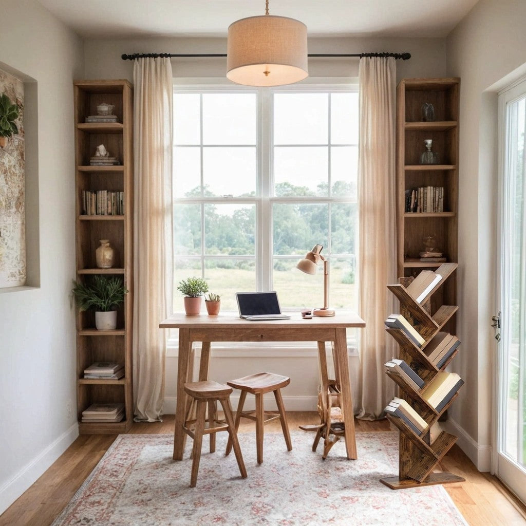 Boekenkast – 9 niveaus in boomvorm, ruimtebesparende hoekplank