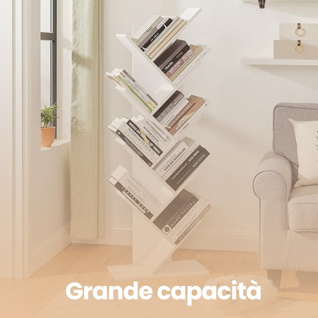 Boekenkast – 9 niveaus in boomvorm, ruimtebesparende hoekplank