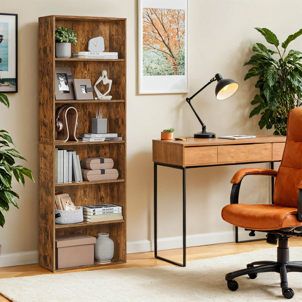 6-laags boekenkast in Scandinavische stijl, staande plank voor woonkamer