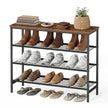 Schoenenbank - 30 x 75 x 69 cm - Metalen frame - 4 lagen - Bruin-zwart - Voor 12-16 paar schoenen - Max. draagkracht bovenpaneel 30 kg - Max. draagkracht per draadplank 11 kg