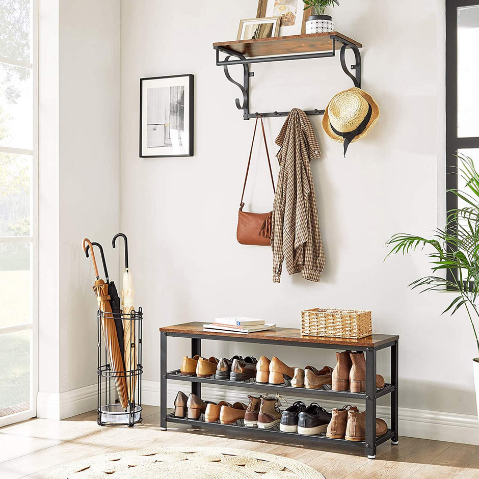 Schoenenbank – 2 Planken – Stevig Stalen Frame – Voor 8-10 Paar Schoenen