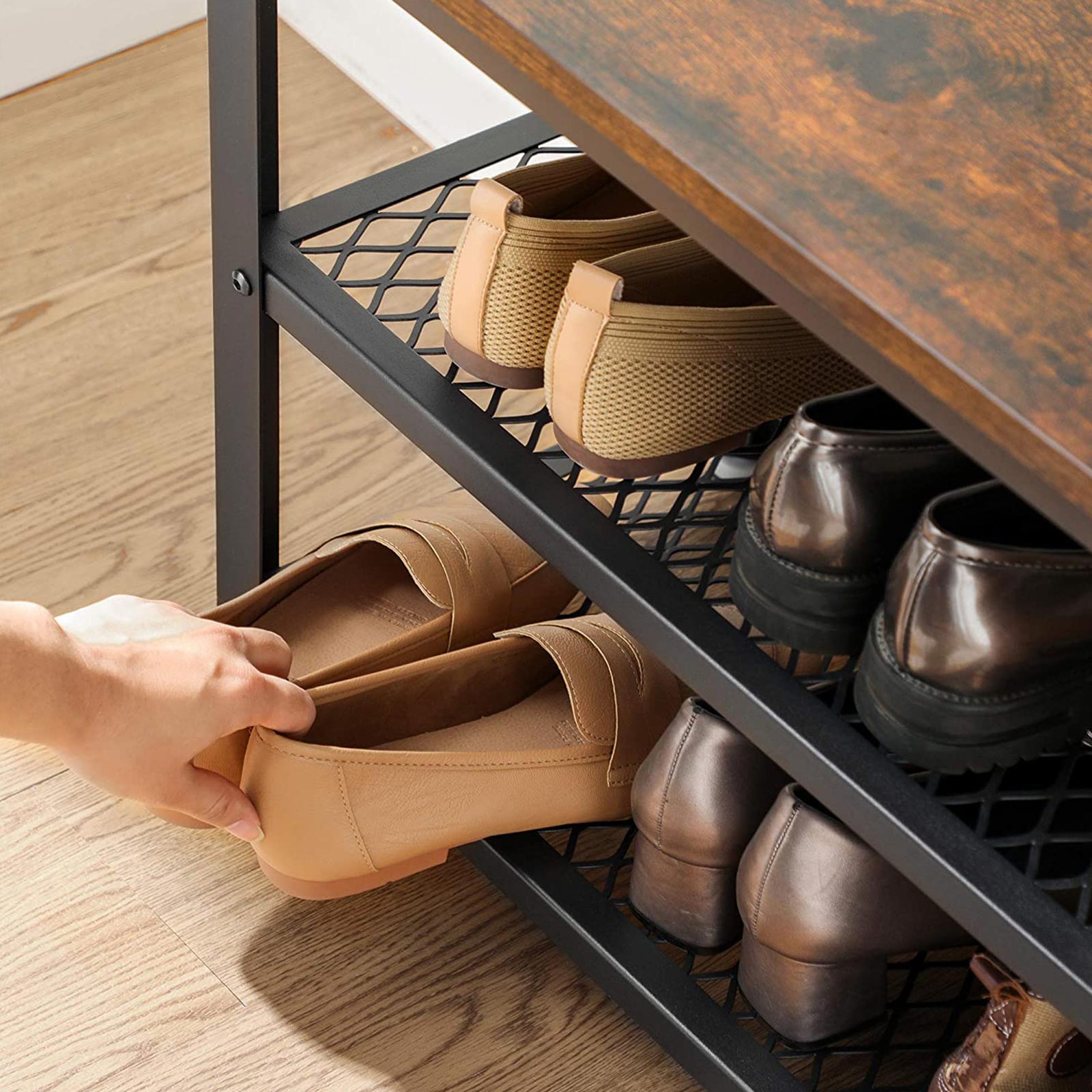 Schoenenbank – 2 Planken – Stevig Stalen Frame – Voor 8-10 Paar Schoenen