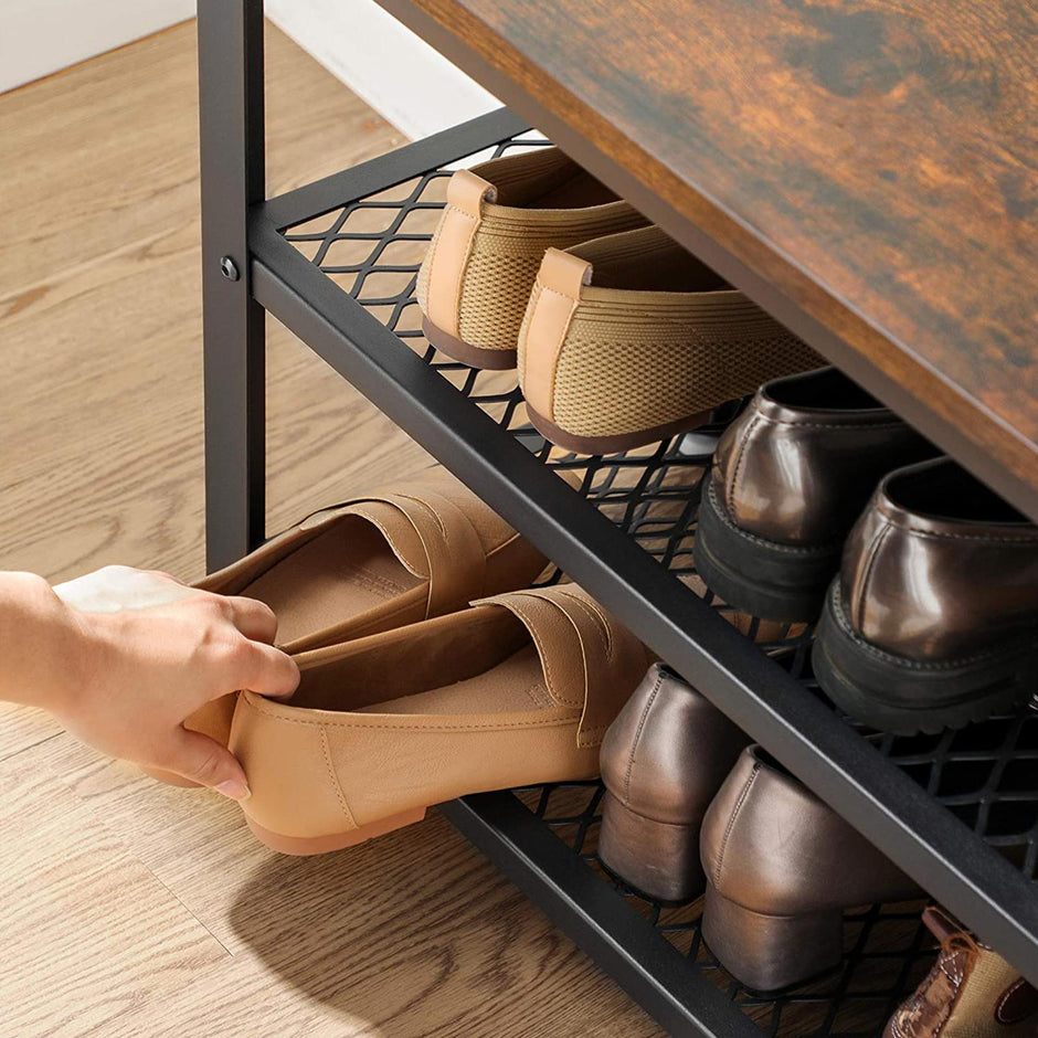 Schoenenbank – 2 Planken – Stevig Stalen Frame – Voor 8-10 Paar Schoenen