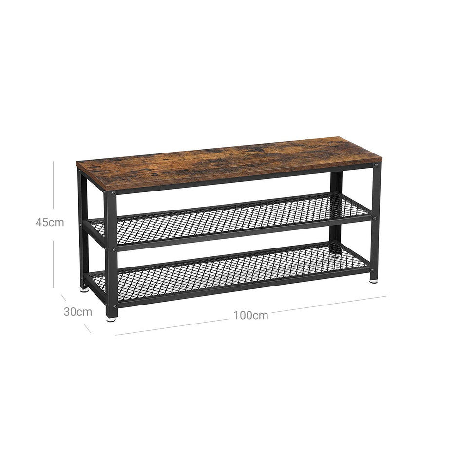 Schoenenbank – 2 Planken – Stevig Stalen Frame – Voor 8-10 Paar Schoenen