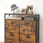 Schoenenkast – 4 kleppen – Industrieel – Bruin / Zwart