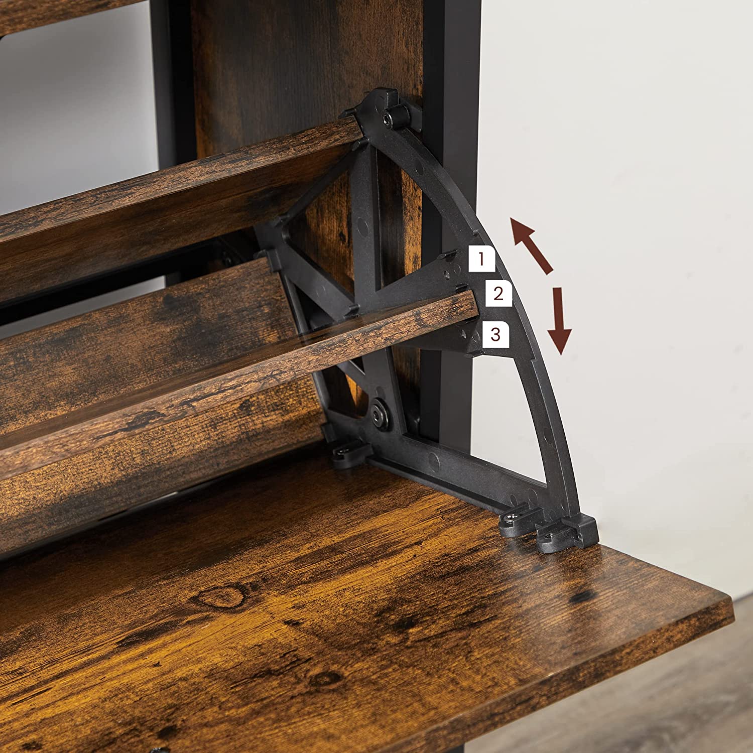 Schoenenkast – 4 kleppen – Industrieel – Bruin / Zwart